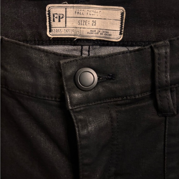 Free People NWT Black Coated Skinny Jeans Size 25 | Indie Sleaze Moto Style - Picture 2 of 7
